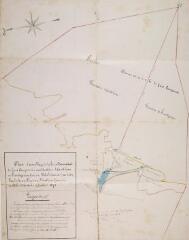 Plan d'assemblage de la forêt de Gars-Casseport sise aux territoires d'Antichan et Frontignan. Mathieu Bardou, géomètre. 15 juillet 1872. Ech. 1/5000.