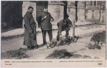 10ème série. 1914. Officiers d'infanterie fleurissant une tombe = infantry officers putting flowers upon a grave. - Paris : Ernest Le Deley, marque ELD, [entre 1914 et 1918]. - Carte postale