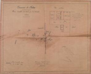 Commune de Fabas, plans d'ensemble et de détail pour les bâtiments scolaires. Terrade, architecte. 30 mars 1879. Ech. 1/1250 et 1/200.