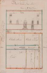 [Maison d'école de Beaumont-sur-Lèze], plan d'élévation ou façade au levant, [plan du rez-de-chaussée]. Pierre Lazarré, maître-maçon. 13 octobre 1841. Ech. n.d.