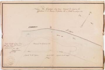 Plan géométrique d'un terrain communal dit le Port-au-Bois appartenant à la commune de Gourdan. 1843. Ech. 1/1000.
