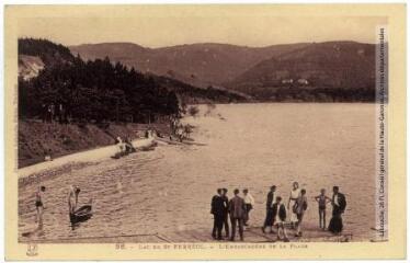 98. Lac de St-Ferréol : l'embarcadère de la plage. - Toulouse : phototypie Labouche frères, marque LF, [entre 1930 et 1937]. - Carte postale