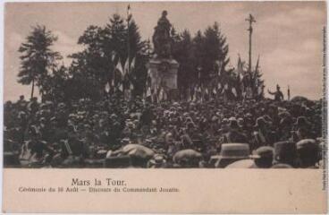 Mars la Tour : cérémonie du 16 août : discours du commandant Jouatte. - [s.l] : [s.n], [entre 1914 et 1918]. - Carte postale