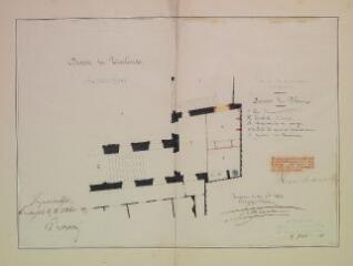 Archevêché, plan du rez-de-chaussée [projet d'installation d'une salle de bain]. Esquié Jacques, architecte diocésain. 1860. Ech. 1 cm = 1 m.