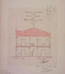 Commune d'Avignonet, mairie et maison d'école, coupe. Esquié, architecte. 24 juillet 1873. Ech. 0,01 p.m.