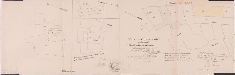 Plan d'une parcelle du quartier de Labach de Cathervielle. Lassalle, géomètre. 15 avril 1894. Ech. 1/1250.