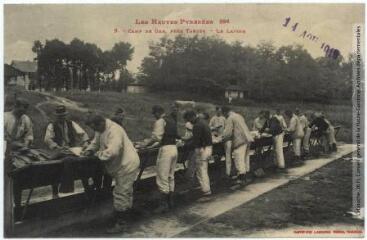 Les Hautes-Pyrénées. 894. 9. Camp de Ger, près Tarbes : le lavoir. - Toulouse : phototypie Labouche frères, [entre 1905 et 1937], tampon d'édition du 14 août 1919. - Carte postale
