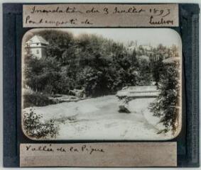 Inondation du 3 juillet 1897. Luchon. Pont emporté. Vallée de la Pique / cliché collection Eugène Trutat (1840-1910). - 1897.