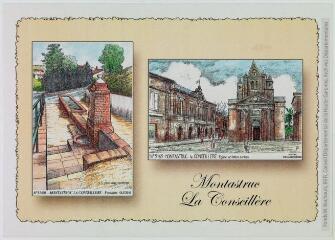 Montastruc-la-Conseillère : fontaine : église et hôtel de ville / dessiné par Yves Ducourtieux. - [s.l] : [s.n], [vers 2020]. - Carte postale