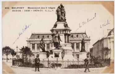 963. Belfort : monument des 3 sièges 1813-14-1815-1870-71. - [Besançon] : [Phototypie artistique de l'Est, G. Lardier], marque C.L.B, [vers 1917]. - Carte postale