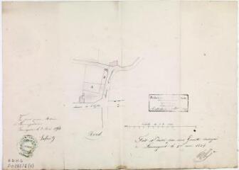 [Commune de Launaguet, échange de terrain en vue de la construction d'un lavoir]. Fourcade, géomètre. 1er mai 1854. Ech. 1/1250.