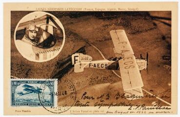 Lignes aériennes Latécoère (France, Espagne, Algérie, Maroc, Sénégal). L'Avion Postal en plein vol. - Casablanca : Photo Flandrin, [mai 1948]. - Carte postale