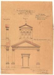 Commune de Merville, restauration de la façade de l'église, façade latérale, élévation. Jacques Lacassin, architecte. 29 mars 1879. Ech. 0,01 p.m.