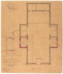 Eglise de Merville, projet de chapelles à construire, plan, coupe. Lacassin, architecte. 24 octobre 1882. Ech. 0,01 p.m.