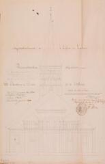 Agrandissement de l'église de Luchon, reconstruction définitive, élévation du clocher et de l'abside. Loupot, architecte. [1848]. Ech. 0,01 p.m.