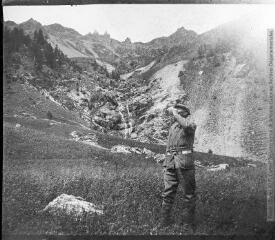 Cascade de l’Orcière, vue prise des chalets de l’Orceyrette. 2 août 1905.