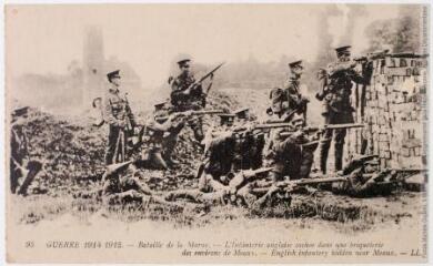 95. Guerre 1914-1915. Bataille de la Marne. L'infanterie anglaise cachée dans une briqueterie des environs de Meaux