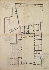 Plan du rez-de-chaussée du palais de l'archevêché de Toulouse. Laffon, architecte. 1830. Ech. 6,9 cm = 10 m.