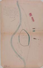 Plan figuratif du projet de lac que la commune de Cazeaux-de-Larboust se propose de faire près de la cascade de l'Enfer. Bertrand Condesse, géomètre. 18 août 1880. Ech. 0,002 p.m.