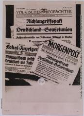 [L'annonce par les journaux allemands du pacte germano-soviétique du 23 août 1939] / photographie Keystone, Paris. - 25 août 1939. - Photographie
