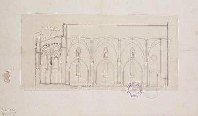 Boulogne-sur-Gesse, [église], coupe longitudinale. Brefeil, architecte. Novembre 1897. Ech. 0,01 p.m.