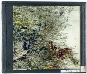 Carte des Pyrénées-Orientales au 1. 50 000 du Colonel Prudent avec mentions manuscrites d'Henri Gaussen pour la préparation de sa thèse. - [entre 1920 et 1924].