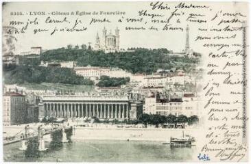 8342. Lyon : côteau & église de Fourvière. – Nice : édition Giletta, tampon de la poste du 15 avril 1902. - Carte postale