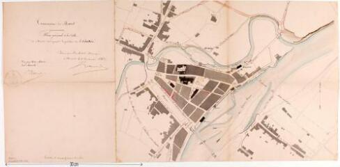 Commune de Muret, plan général de la ville de Muret indiquant la position de l'abattoir. Lallemand, architecte. 1er septembre 1862. Ech. 0,0005 p.m.