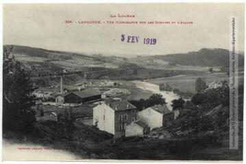 La Lozère. 634. Langogne : vue plongeante sur les scieries et l'Allier. - Toulouse : phototypie Labouche frères, [entre 1905 et 1925], tampon d'édition du 5 février 1919. - Carte postale