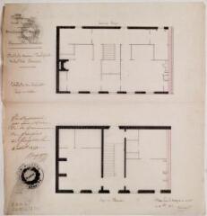 Commune de Frouzins, plan de la maison presbytérale de ladite commune, plans du rez-de-chaussée et du 1er étage. Grenié. 18 octobre 1852. Ech. 0,01 p.m.