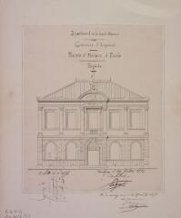 Commune d'Avignonet, mairie et maison d'école, façade. Esquié, architecte. 24 juillet 1873. Ech. 0,01 p.m.