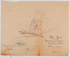 Ville de Muret, agrandissement du cimetière, acquisition de terrain, plan des lieux. Gazagne, architecte. 10 juillet 1929. Ech. 1/2500.