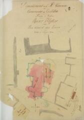 Commune de Castillon-de-Larboust, projet d'église, plan général des lieux. Castex, architecte. 5 novembre 1868. Ech. 0,005 p.m.