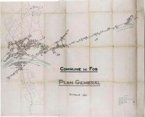 Commune de Fos, projet d'alimentation d'eau potable, plan général. Rançon, ingénieur. 20 mai 1930. Ech. 1/1250.