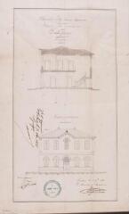 Commune de Castelginest, presbytère, coupe, façade principale. Jacques Esquié, architecte du département. 2 novembre 1860. [Ech. 0,01 p.m.].