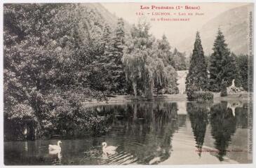 Les Pyrénées (1re série). 114. Luchon [Bagnères-de-Luchon] : lac du parc de l'établissement. - Toulouse : phototypie Labouche frères, marque LF au verso, [entre 1905 et 1925]. - Carte postale