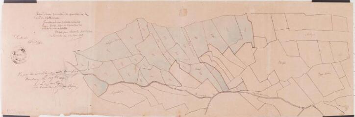 Plan d'une parcelle du quartier de Labach de Cathervielle. Lassalle, instituteur. 15 mai 1882. Ech. n.d.