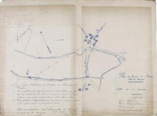 Plan du hameau de Benque, section du Fousseret, [réseau de distribution électrique]. 2 mai 1897. Ech. 1/2500.