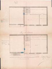 [Commune de Cazaril-Laspènes, presbytère], plans du rez-de-chaussée et du 1er étage. Alexis Laurens, géomètre. 14 novembre 1868. Ech. 2 cm p.m.