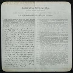 Espéranto : article intitulé "Esperanto stenografio". - [entre 1905 et 1925]. - Photographie