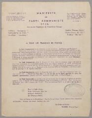 Tracts hostiles au Parti communiste français et à Maurice Thorez (PCF).