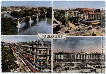 403. Toulouse : le pont Saint-Michel, carrefour Roosevelt, rue Alsace-Lorraine, façade du Capitole. - Toulouse : éditions Pyrénées-Océan, Labouche frères, [entre 1950 et 1965]. - Carte postale