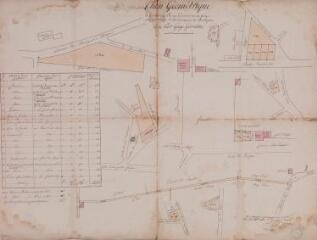 Plan géométrique de certains biens communaux sis et dépendants de la commune de Boulogne. Dominique Gage, géomètre. 4 mars 1833. Ech. n.d.