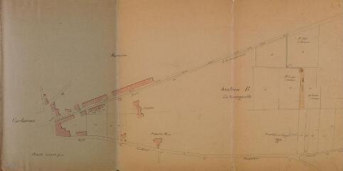 Ville de Carbonne, projet d'adduction d'eau potable, plan d'ensemble. A. Soucaret, ingénieur civil. 12 avril 1906. Ech. 0,0005 p.m.