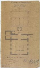 Commune de Franquevielle, maison d'école, coupe, plan du rez-de-chaussée. Fauré. 5 août 1868. Ech. 0,01 p.m.