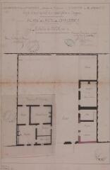 Commune de Blagnac, projet d'appropriation du presbytère de Blagnac, plan du rez-de-chaussée. G. Lapierre, architecte. 15 août 1879. Ech. 0,01 p.m.
