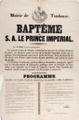 Fêtes à l’occasion du baptême du prince impérial, à Toulouse