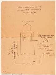 1 vue  - Commune d\'Odars, [église], plan d?élévation. Pinel. 23 avril1861. Éch. 1/100. (ouvre la visionneuse)