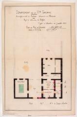 1 vue  - Commune de Plaisance, projet de restauration du presbytère, plan du rez-de-chaussée. Lapierre. 1er juillet 1861. Éch. 0,01 p.m. (ouvre la visionneuse)