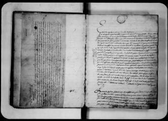 105 vues Commune d'Ausson. 1 G 3 : cadastre de 1772, à l'intérieur, épinglé : extrait des registres de la Cour des Aides de Montauban autorisant la réfection du cadastre